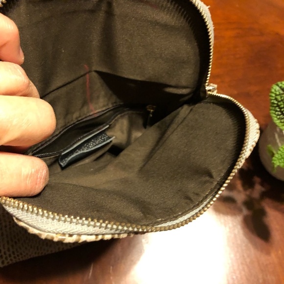 CROSSBODY Purse Foldover Taupe Leather animal print bag - Picture 5 of 10